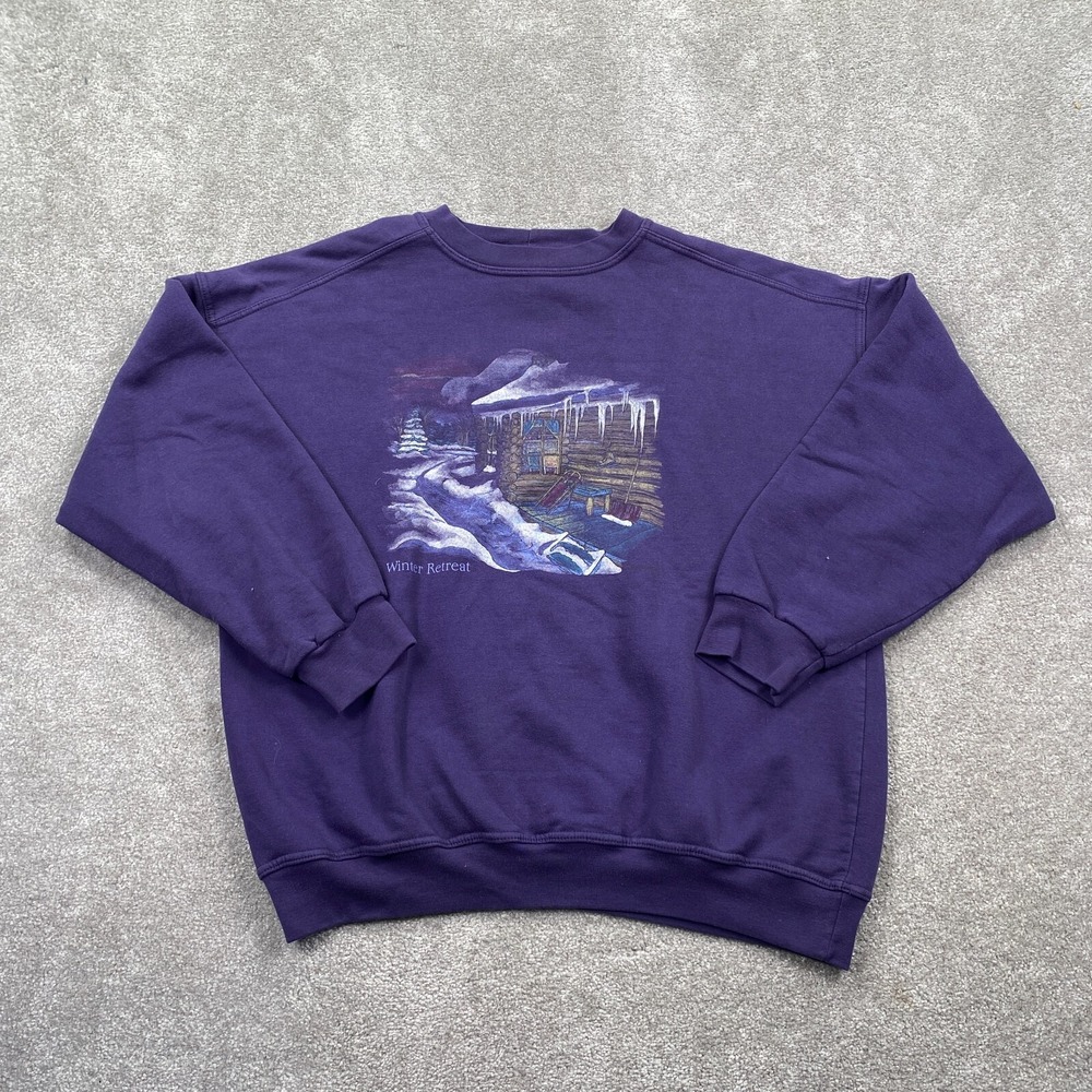 Northern Reflections Winter Retreat Fleece Sweatshirt Women's Size XL Purple
